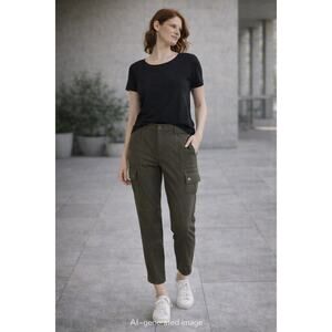 Halara Olive Green Cargo Pants Women's L Petite Stretch Utility Travel